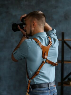 Leather Camera Harness model "ALEX K7" 2