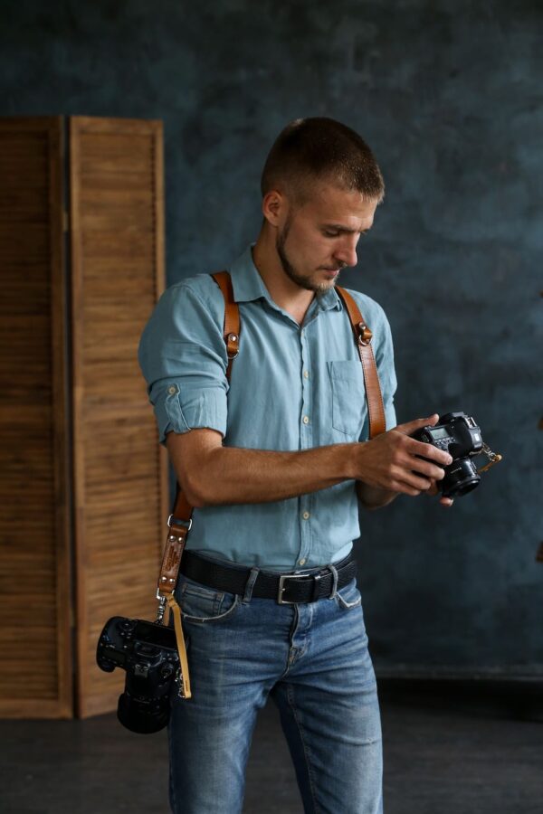 Leather Camera Harness model "ALEX K7" 3