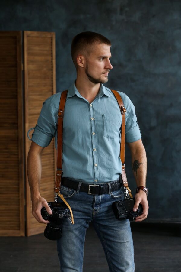 Leather Camera Harness model "ALEX K7" 4